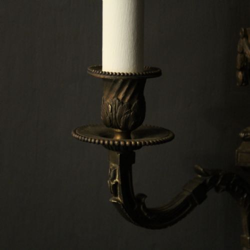 FRENCH 19TH CENTURY PAIR OF BRONZE WALL SCONCES - ADDITIONAL PHOTO 4