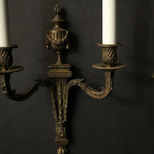 FRENCH 19TH CENTURY PAIR OF BRONZE WALL SCONCES - ADDITIONAL PHOTO 5