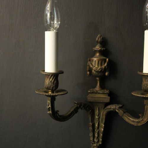 FRENCH 19TH CENTURY PAIR OF BRONZE WALL SCONCES - ADDITIONAL PHOTO 6