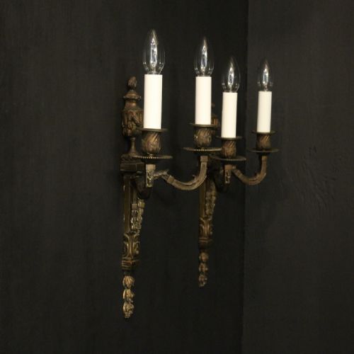 FRENCH 19TH CENTURY PAIR OF BRONZE WALL SCONCES - ADDITIONAL PHOTO 9