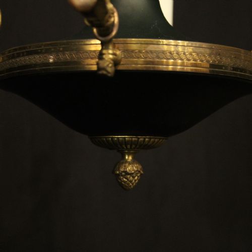 FRENCH GILDED BRASS EMPIRE 4 LIGHT CHANDELIER - ADDITIONAL PHOTO 7