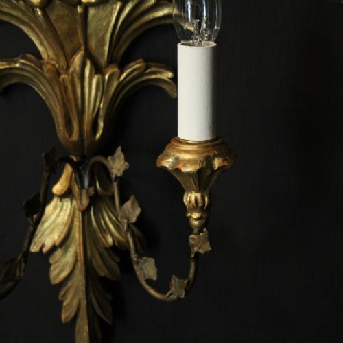 FRENCH PAIR OF GILTWOOD ANTIQUE WALL LIGHTS - ADDITIONAL PHOTO 6