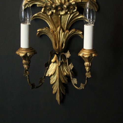 FRENCH PAIR OF GILTWOOD ANTIQUE WALL LIGHTS - ADDITIONAL PHOTO 8