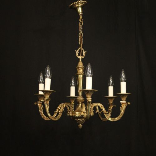 FRENCH GILDED BRONZE 6 LIGHT CHANDELIER - ADDITIONAL PHOTO 1