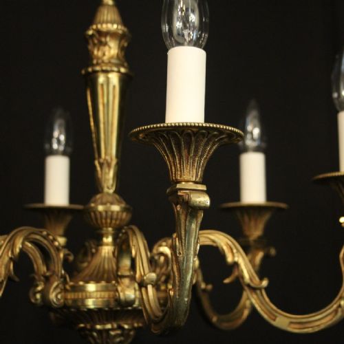 FRENCH GILDED BRONZE 6 LIGHT CHANDELIER - ADDITIONAL PHOTO 2