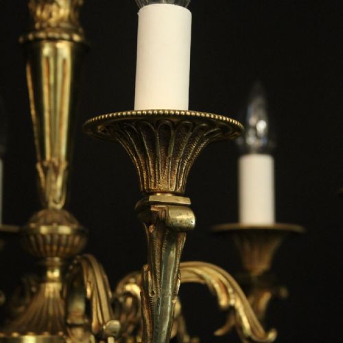FRENCH GILDED BRONZE 6 LIGHT CHANDELIER - ADDITIONAL PHOTO 3