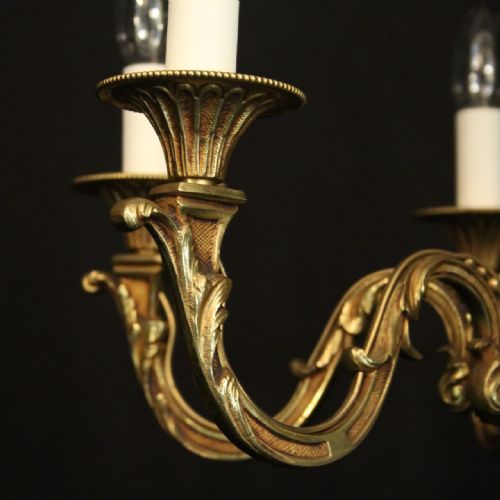 FRENCH GILDED BRONZE 6 LIGHT CHANDELIER - ADDITIONAL PHOTO 4