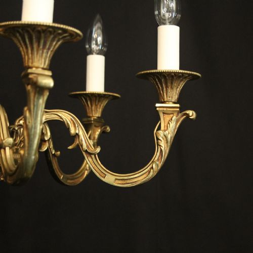 FRENCH GILDED BRONZE 6 LIGHT CHANDELIER - ADDITIONAL PHOTO 5