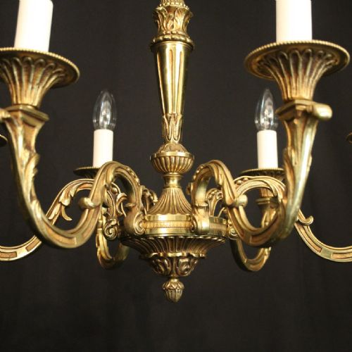 FRENCH GILDED BRONZE 6 LIGHT CHANDELIER - ADDITIONAL PHOTO 6