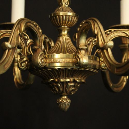 FRENCH GILDED BRONZE 6 LIGHT CHANDELIER - ADDITIONAL PHOTO 7