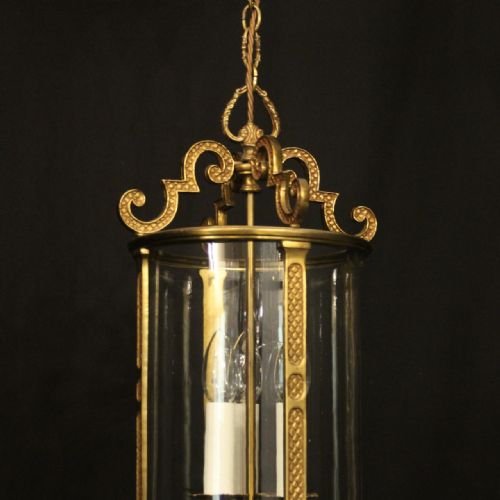 FRENCH GILDED BRONZE TRIPLE LIGHT HALL LANTERN - ADDITIONAL PHOTO 1
