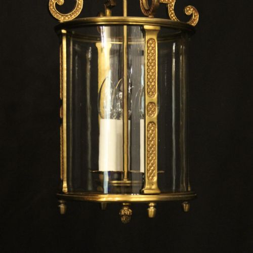 FRENCH GILDED BRONZE TRIPLE LIGHT HALL LANTERN - ADDITIONAL PHOTO 4