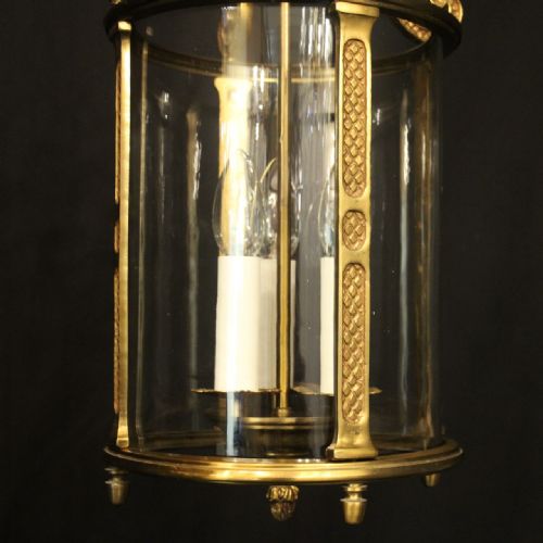 FRENCH GILDED BRONZE TRIPLE LIGHT HALL LANTERN - ADDITIONAL PHOTO 6