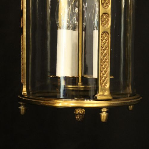 FRENCH GILDED BRONZE TRIPLE LIGHT HALL LANTERN - ADDITIONAL PHOTO 7