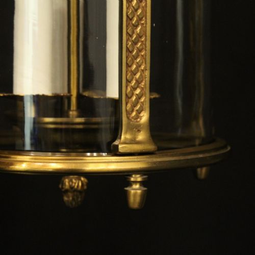 FRENCH GILDED BRONZE TRIPLE LIGHT HALL LANTERN - ADDITIONAL PHOTO 8