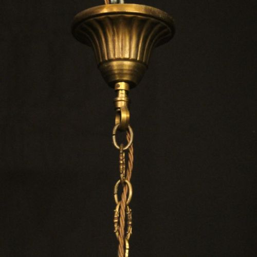 FRENCH GILDED BRONZE TRIPLE LIGHT HALL LANTERN - ADDITIONAL PHOTO 9