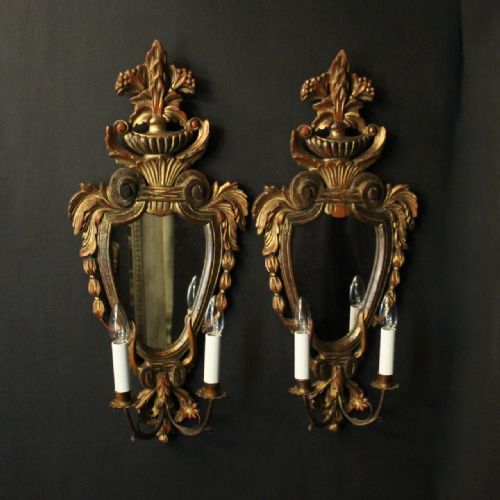 french pair of giltwood twin arm girandoles - CATEGORY: ANTIQUE MIRRORS - DATED 1920