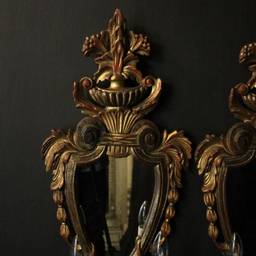 FRENCH PAIR OF GILTWOOD TWIN ARM GIRANDOLES - ADDITIONAL PHOTO 1
