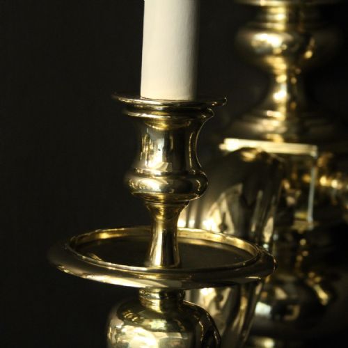 ENGLISH LARGE PAIR OF BRASS ANTIQUE WALL LIGHTS - ADDITIONAL PHOTO 4