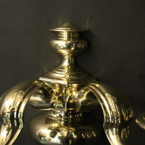 ENGLISH LARGE PAIR OF BRASS ANTIQUE WALL LIGHTS - ADDITIONAL PHOTO 6