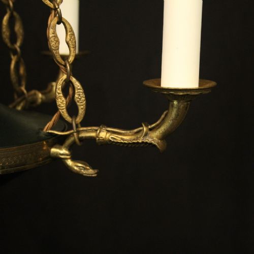 FRENCH GILDED BRASS EMPIRE 4 LIGHT CHANDELIER - ADDITIONAL PHOTO 2