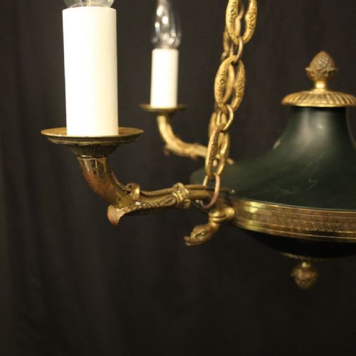 FRENCH GILDED BRASS EMPIRE 4 LIGHT CHANDELIER - ADDITIONAL PHOTO 3