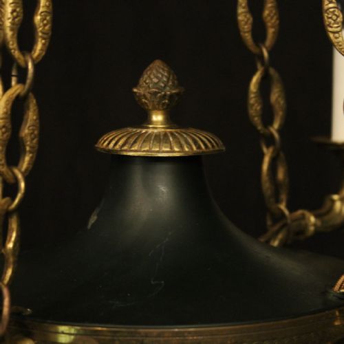 FRENCH GILDED BRASS EMPIRE 4 LIGHT CHANDELIER - ADDITIONAL PHOTO 4