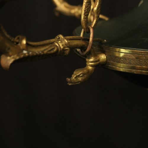 FRENCH GILDED BRASS EMPIRE 4 LIGHT CHANDELIER - ADDITIONAL PHOTO 6