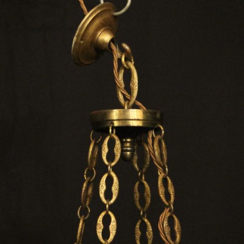 FRENCH GILDED BRASS EMPIRE 4 LIGHT CHANDELIER - ADDITIONAL PHOTO 9