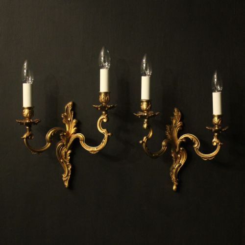 french pair of gilded antique wall lights - CATEGORY: ANTIQUE LIGHTING - DATED 1920
