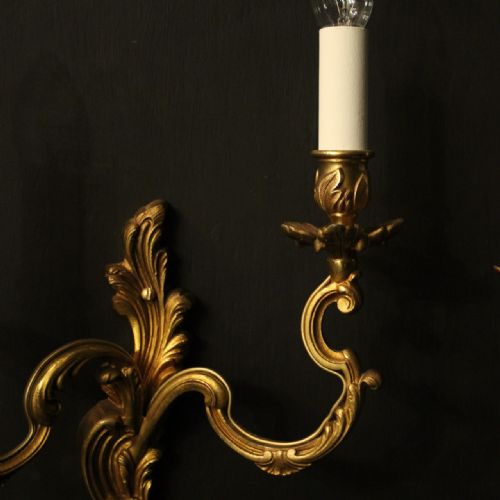FRENCH PAIR OF GILDED ANTIQUE WALL LIGHTS - ADDITIONAL PHOTO 3