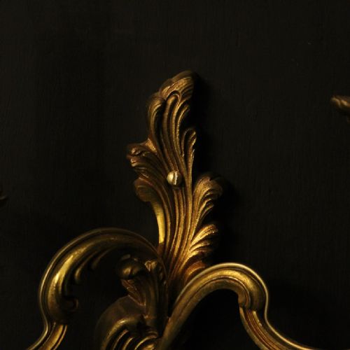 FRENCH PAIR OF GILDED ANTIQUE WALL LIGHTS - ADDITIONAL PHOTO 4