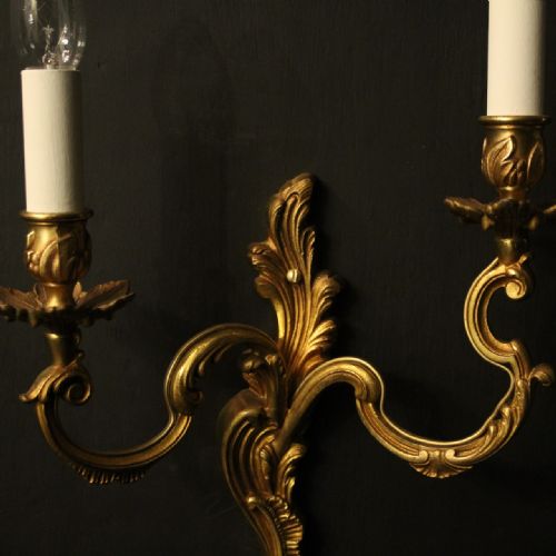 FRENCH PAIR OF GILDED ANTIQUE WALL LIGHTS - ADDITIONAL PHOTO 5
