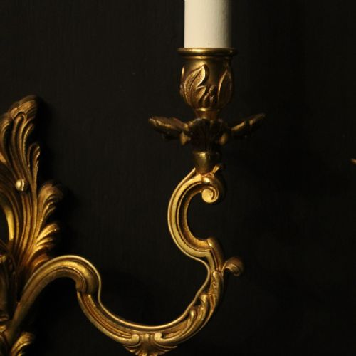FRENCH PAIR OF GILDED ANTIQUE WALL LIGHTS - ADDITIONAL PHOTO 6