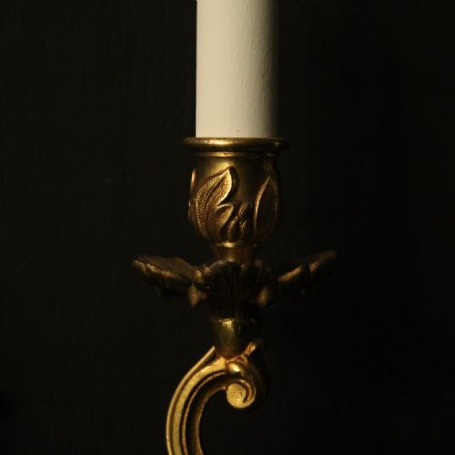 FRENCH PAIR OF GILDED ANTIQUE WALL LIGHTS - ADDITIONAL PHOTO 7