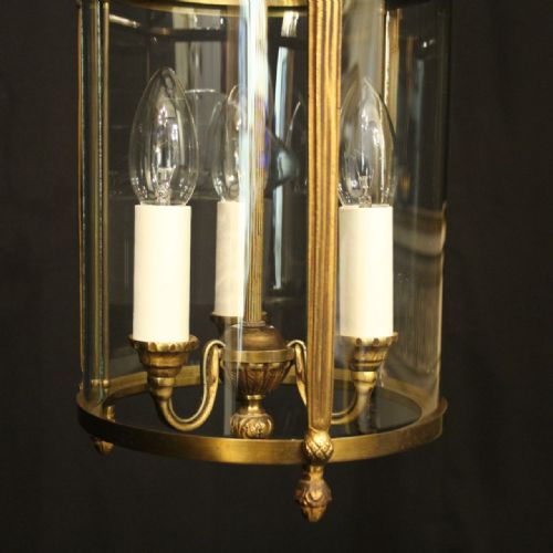 FRENCH GILDED TRIPLE LIGHT CONVEX HALL LANTERN - ADDITIONAL PHOTO 3