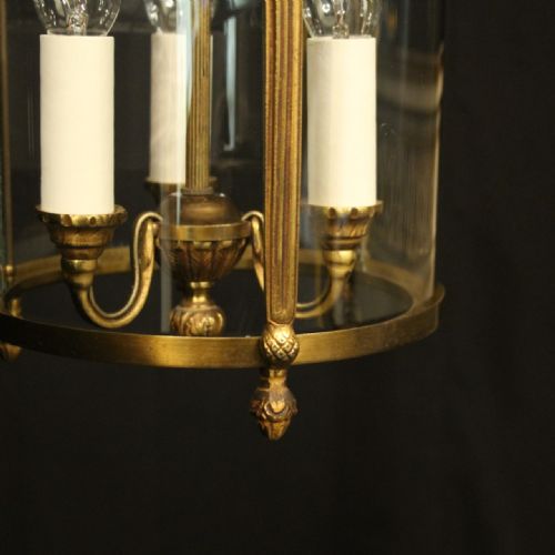 FRENCH GILDED TRIPLE LIGHT CONVEX HALL LANTERN - ADDITIONAL PHOTO 6