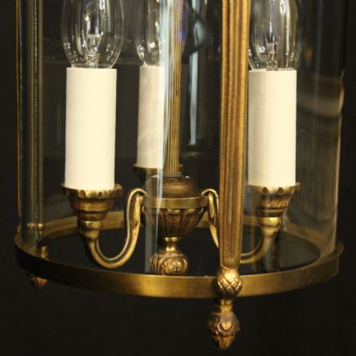 FRENCH GILDED TRIPLE LIGHT CONVEX HALL LANTERN - ADDITIONAL PHOTO 8