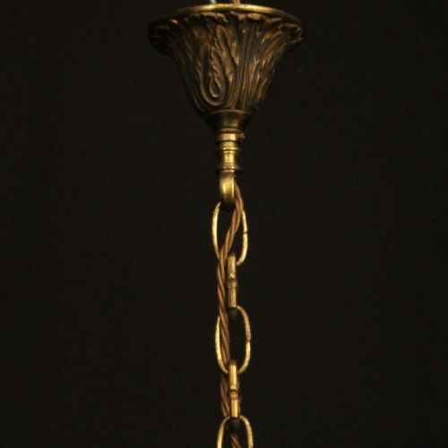 FRENCH GILDED TRIPLE LIGHT CONVEX HALL LANTERN - ADDITIONAL PHOTO 9
