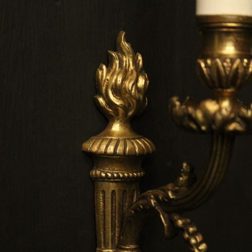 FRENCH PAIR OF GILDED BRONZE SINGLE ARM ANTIQUE WALL LIGHTS - ADDITIONAL PHOTO 6