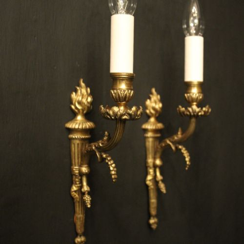 FRENCH PAIR OF GILDED BRONZE SINGLE ARM ANTIQUE WALL LIGHTS - ADDITIONAL PHOTO 8
