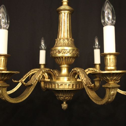FRENCH GILDED BRONZE 6 LIGHT ANTIQUE CHANDELIER - ADDITIONAL PHOTO 6
