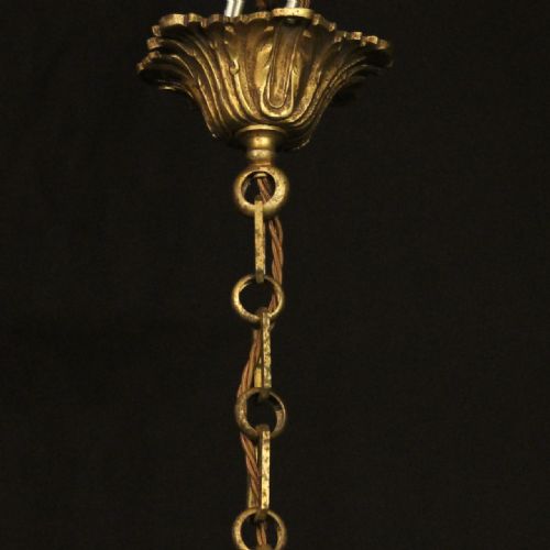 FRENCH GILDED BRONZE 6 LIGHT ANTIQUE CHANDELIER - ADDITIONAL PHOTO 9