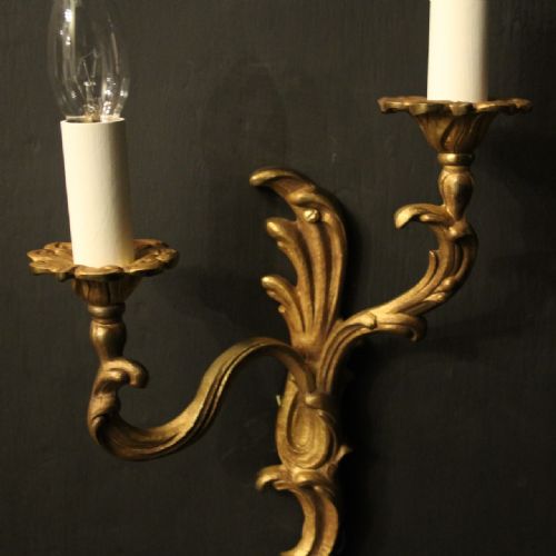 FRENCH PAIR OF GILDED BRONZE ANTIQUE WALL LIGHTS - ADDITIONAL PHOTO 3