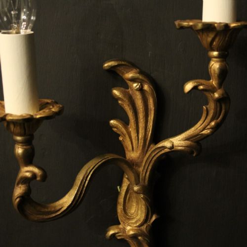 FRENCH PAIR OF GILDED BRONZE ANTIQUE WALL LIGHTS - ADDITIONAL PHOTO 4