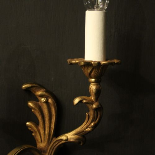 FRENCH PAIR OF GILDED BRONZE ANTIQUE WALL LIGHTS - ADDITIONAL PHOTO 5