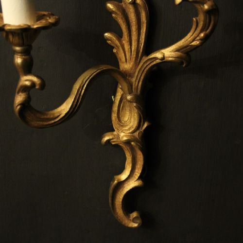 FRENCH PAIR OF GILDED BRONZE ANTIQUE WALL LIGHTS - ADDITIONAL PHOTO 7