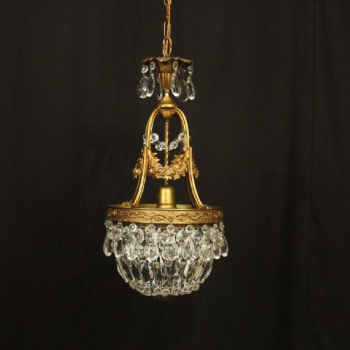 french gilded single light antique chandelier - CATEGORY: ANTIQUE LIGHTING - DATED 1930