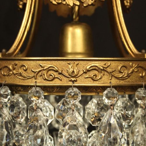 FRENCH GILDED SINGLE LIGHT ANTIQUE CHANDELIER - ADDITIONAL PHOTO 3