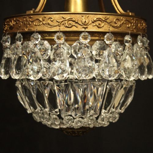 FRENCH GILDED SINGLE LIGHT ANTIQUE CHANDELIER - ADDITIONAL PHOTO 5